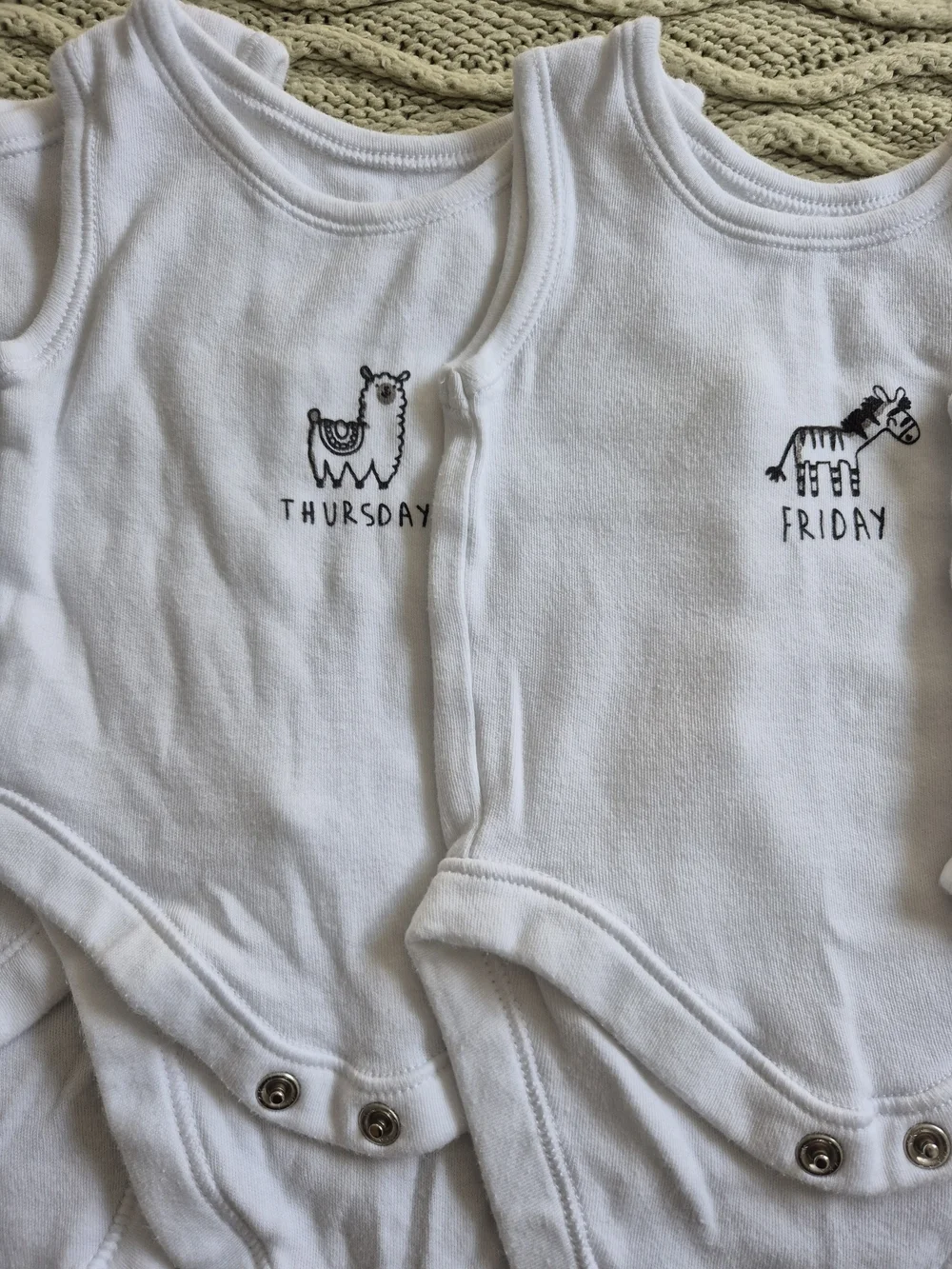 Days Of The Week Newborn Sleeveless Bodysuits - Pack of 7